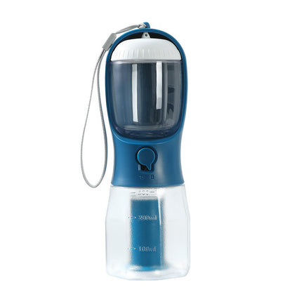 Dog Water Cup Drinking Food Garbage Bag Three-in-one Portable Small Multi-functional Pet Cups Pets Supplies 300ml Garbage Bag Ink Blue