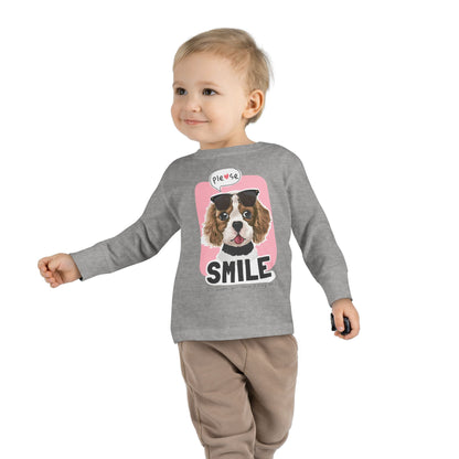 Toddler Long Sleeve Tee with Adorable Dog Design, Cute Kids Shirt, Birthday Gift, Pet Lovers Apparel, Everyday Wear