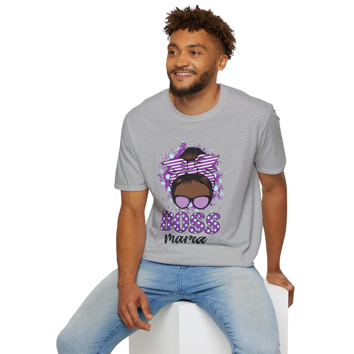 Boss Mama Unisex Softstyle T-Shirt | Trendy Graphic Tee, Gift for Moms, Mother's Day, Casual Wear, Statement Shirt Sport Grey