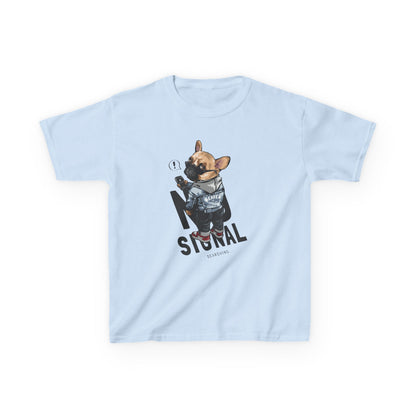 Kids Graphic Tee with Playful Dog Design, Casual Kids Tee, Pet Lovers Shirt, Fun Gift for Boys and Girls, Birthday Celebration Clothing Light Blue