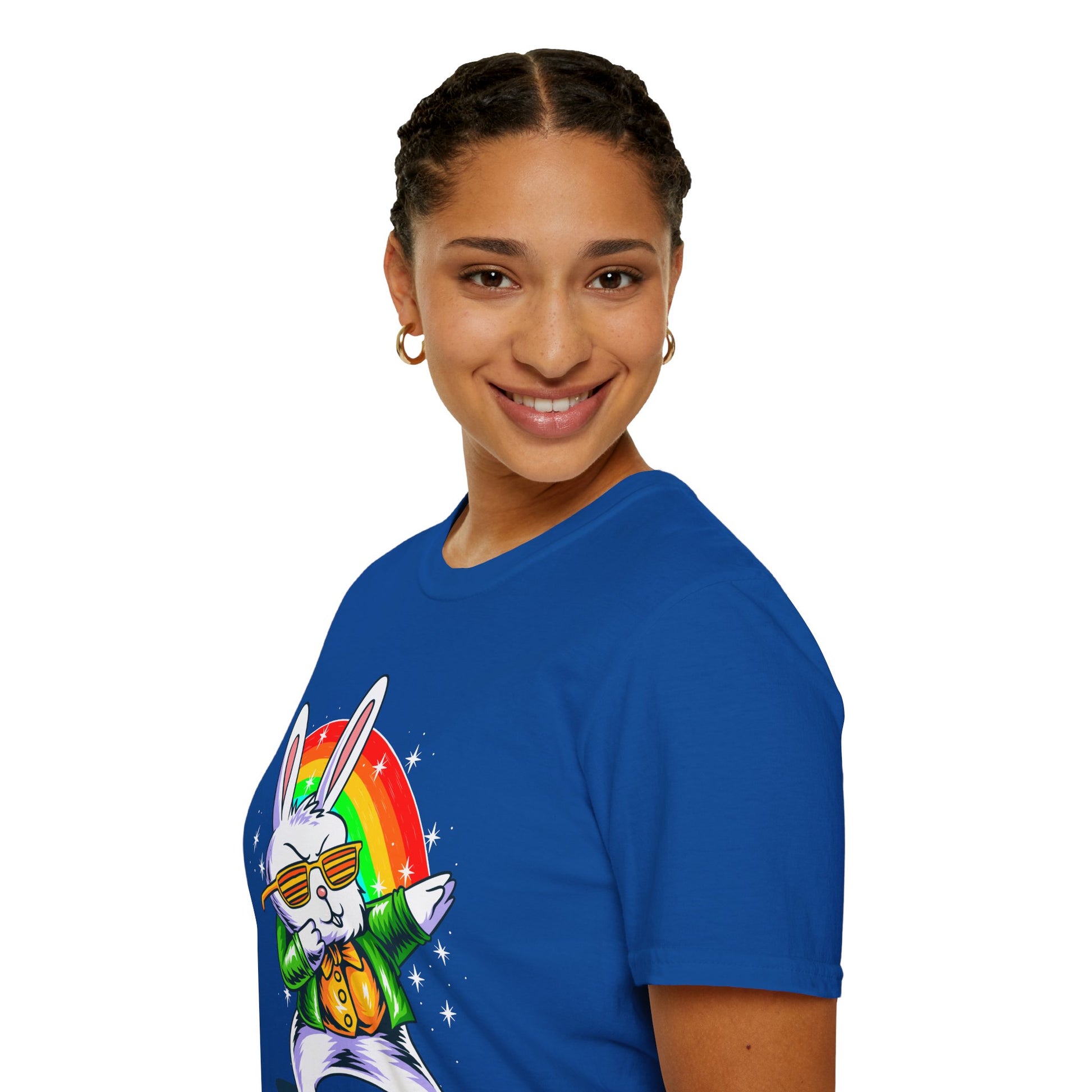 Rainbow Rabbit Cool Vibes Unisex T-Shirt, Fun Gift for Animal Lovers, Perfect for Parties, Birthdays, and Everyday Wear