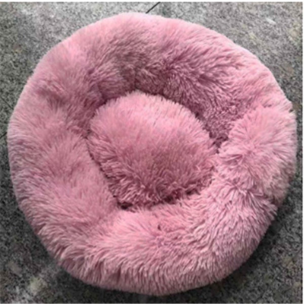 Round Long Hairy Autumn And Winter Nest Pad Cat Mattress Rice pink