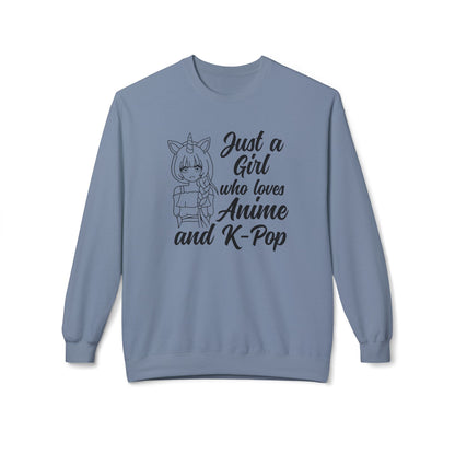 Anime & K-Pop Crewneck Sweatshirt, Cozy Gift for Fans, Cute Fashion for Anime Lovers, Perfect for Casual Outfits, Birthday & Holiday Gift Stone Blue