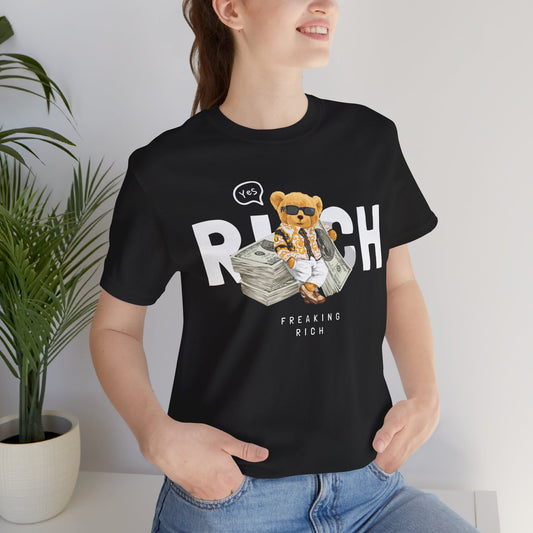Freaking Rich Graphic Tee, Cute T-Shirt for Success, Fun Gift for Entrepreneurs, Trendy Casual Wear for Parties, Motivational Outfit Black