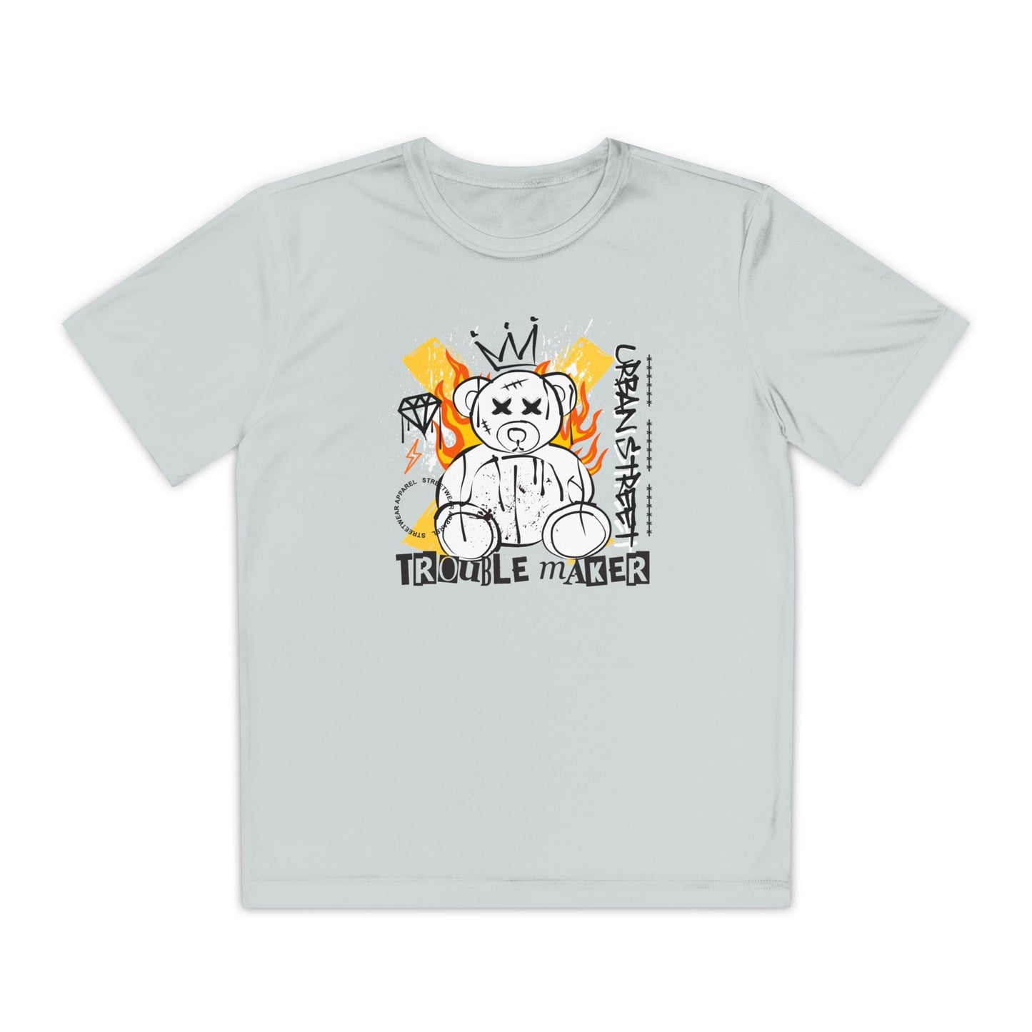 Youth Graphic Tee - Trouble Maker Design, Cool T-Shirt for Kids, Comfortable Playwear, Fun Gift Idea, Summer Fashion Silver
