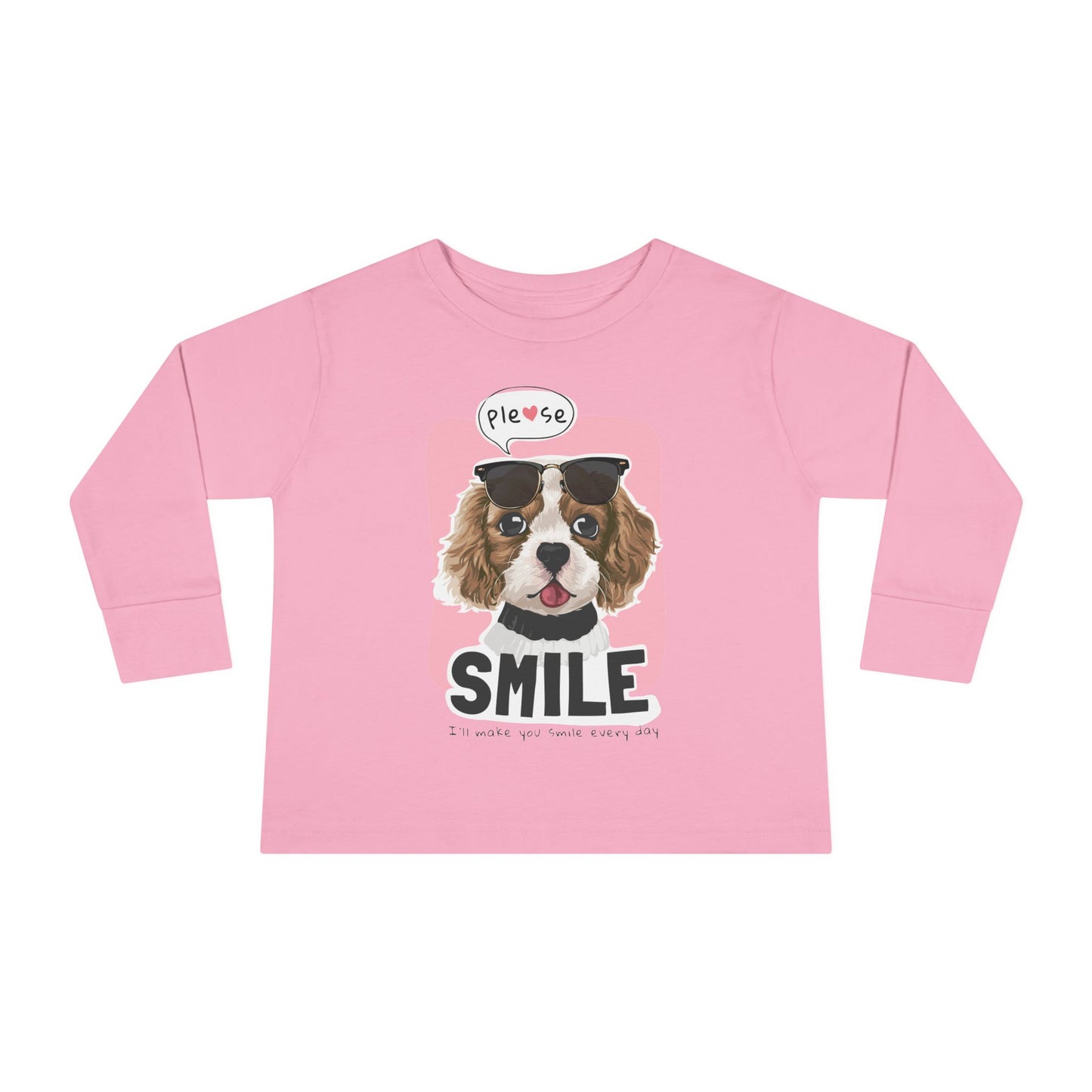 Toddler Long Sleeve Tee with Adorable Dog Design, Cute Kids Shirt, Birthday Gift, Pet Lovers Apparel, Everyday Wear Pink