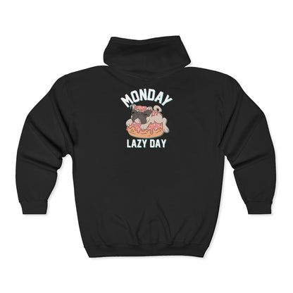 Cozy Lazy Day Hoodie – Comfy Full Zip Sweatshirt for Relaxation, Perfect for Mondays, Gift for Friends, Casual Loungewear, Everyday Wear