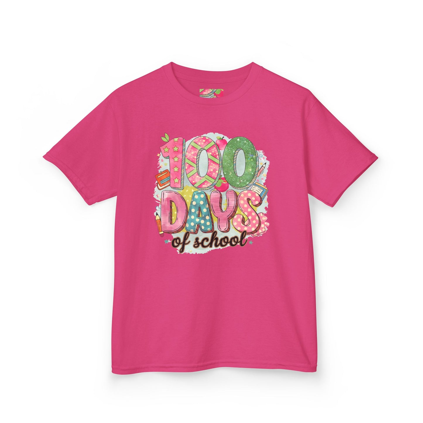 Kids 100 Days of School Tee, Fun t-shirt for kids, Milestone celebration shirt, Perfect for school events, Unique kids' apparel Heliconia