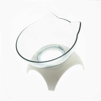 Cat Double Bowl Cat Food Bowl Protects Cervical Vertebra Single clear white