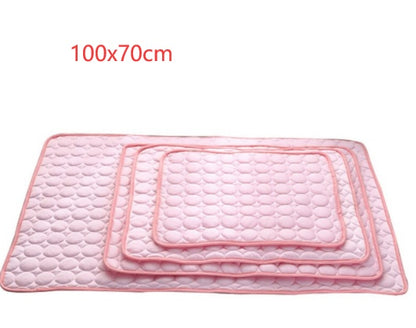 Pet Dog Cat Ice Silk Cold Nest Pad For Cooling In Summer Pink 102x70cm