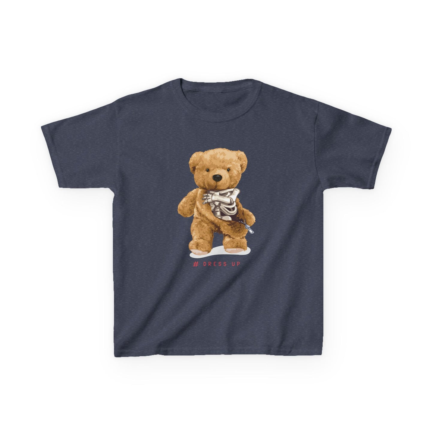 Cute Teddy Bear Kids Tee, Kids Cotton T-Shirt, Fun Graphic Tee, Childrens Holiday Gift, Soft Casual Wear Heather Navy