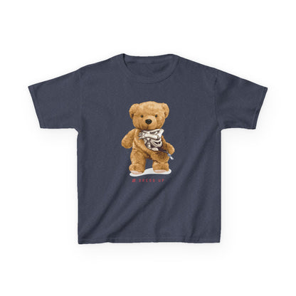 Cute Teddy Bear Kids Tee, Kids Cotton T-Shirt, Fun Graphic Tee, Childrens Holiday Gift, Soft Casual Wear Heather Navy