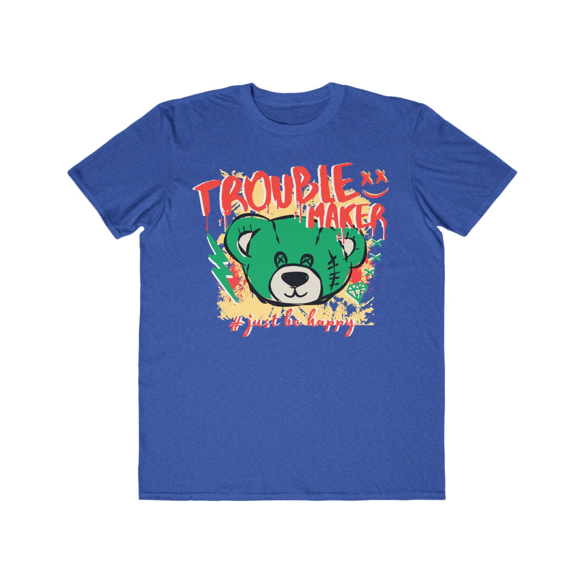 Urban Wear For Men - Trouble Maker Bear, Fun Casual Wear, Gift for Him, Trendy Fashion T-Shirt, Unique Summer Outfit Heather Blue