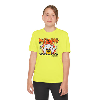 Burning Bear Youth Competitor Tee, Graphic T-Shirt, Trendy Kids Apparel, Streetwear, Cool Gift for Boys and Girls Neon Yellow