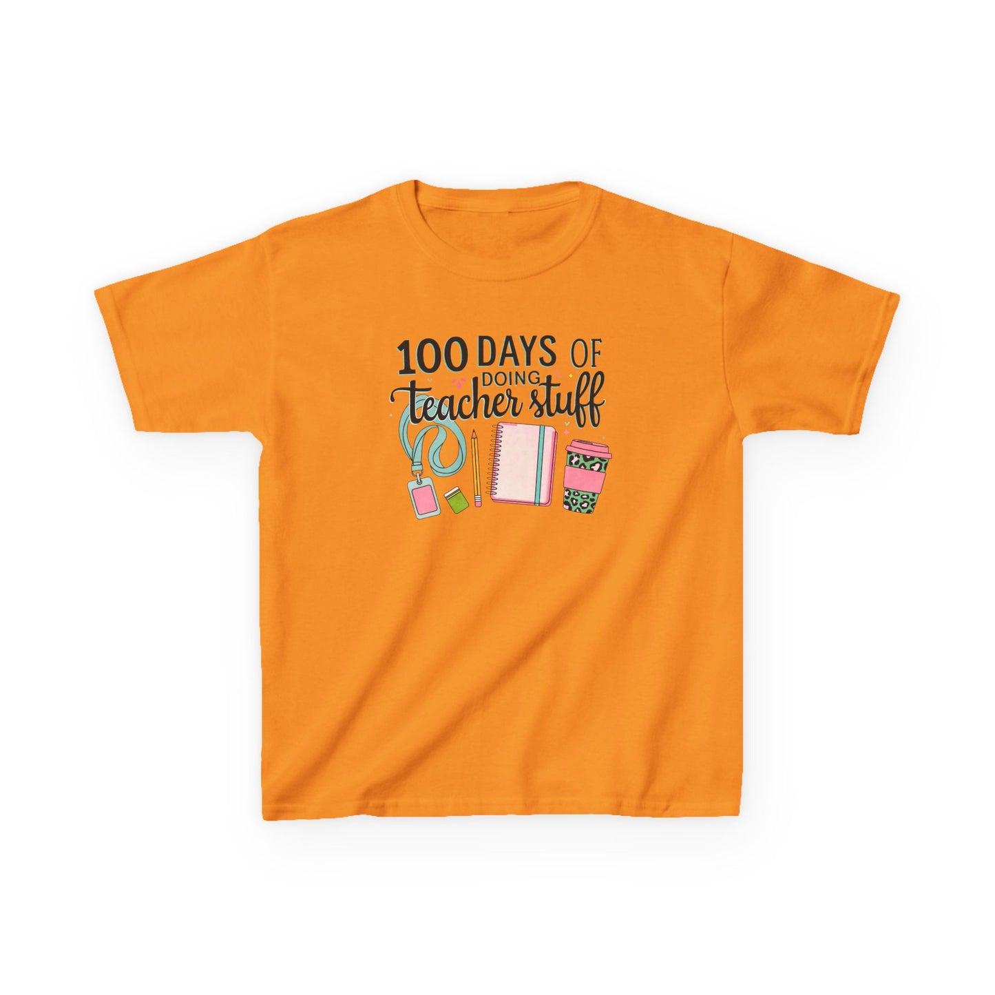 Teacher Appreciation Kids Tee, 100 Days of Teacher Stuff Shirt, School Spirit Tee, Gift for Future Educators, Kids' Classroom Apparel Tennessee Orange