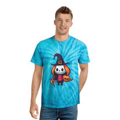 Cute Halloween Tie-Dye Tee, Playful Witch Graphic Shirt, Spooky Fall Apparel, Festival Outfit, Holiday Gift Idea - Cozy Kawaii LLC
