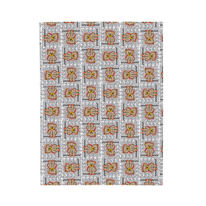 Abstract Art Teddy Bear Graphic Velveteen Plush Blanket – Soft Throw for Modern Home Decor – Urban Tribal Style Print