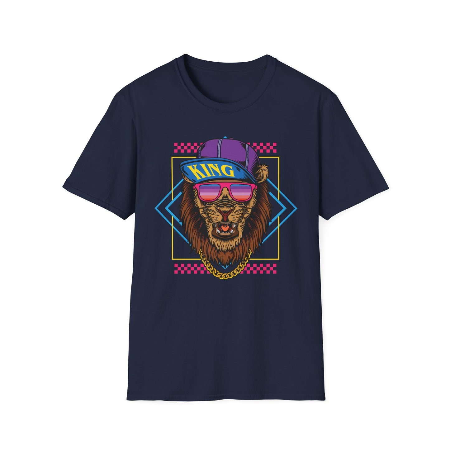 King Lion Graphic T-Shirt, Unisex Tee, Casual Wear, Gift for Animal Lovers, Streetwear, Festival Fashion Navy