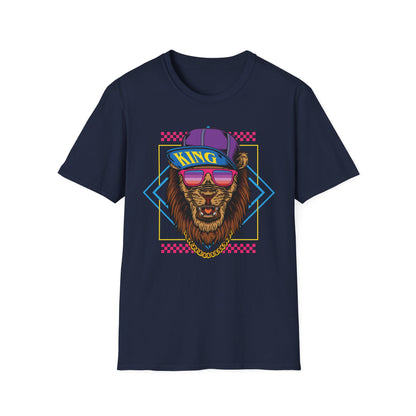 King Lion Graphic T-Shirt, Unisex Tee, Casual Wear, Gift for Animal Lovers, Streetwear, Festival Fashion Navy