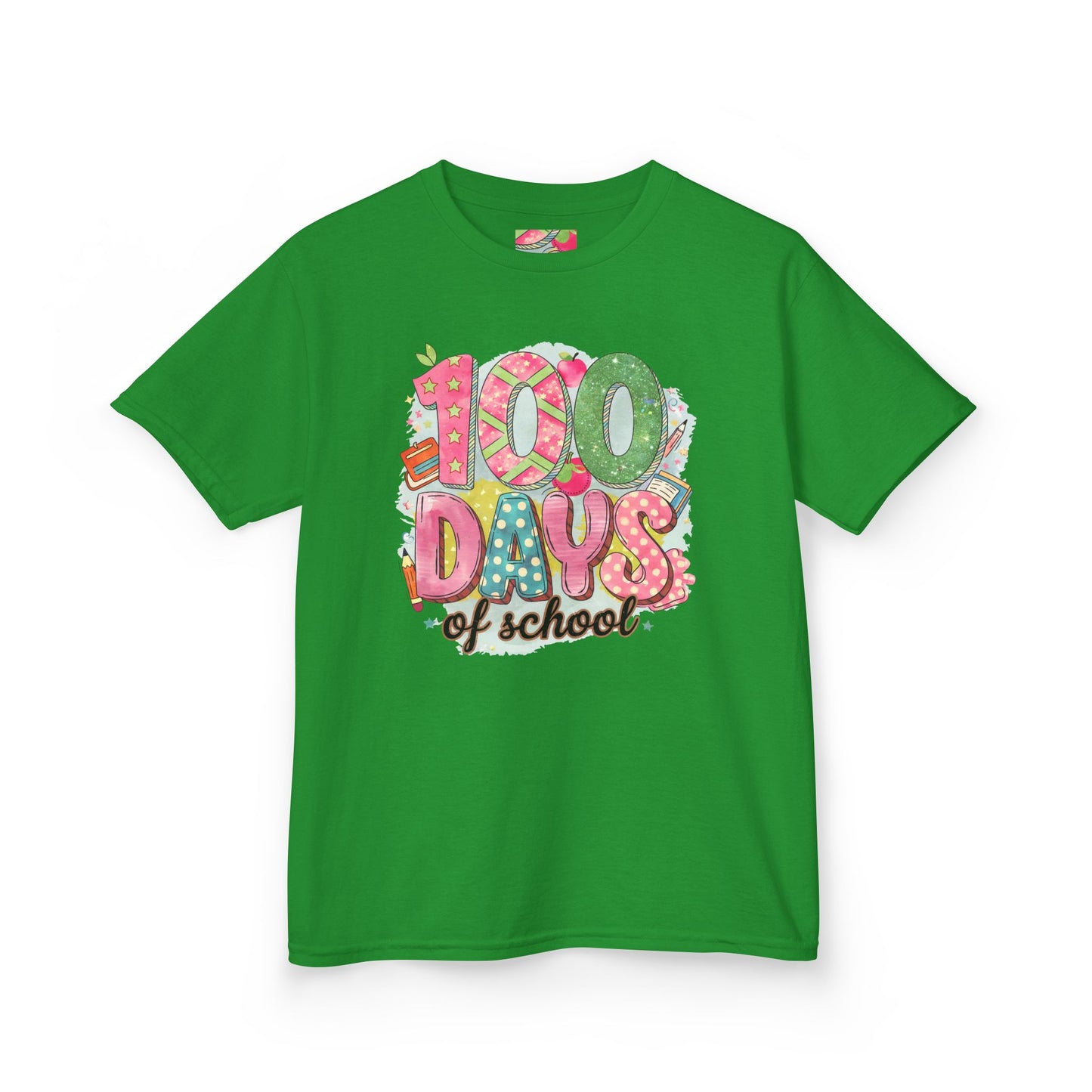 Kids 100 Days of School Tee, Fun t-shirt for kids, Milestone celebration shirt, Perfect for school events, Unique kids' apparel Irish Green