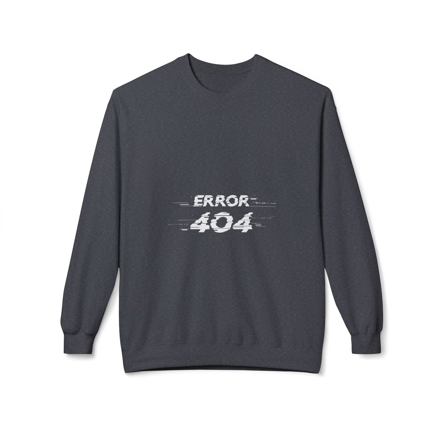 Error 404 Crewneck Sweatshirt, Funny Gift for Tech Lovers, Unisex Fleece Sweater, Casual Outfit, Geeky Humor Clothing Dark Heather