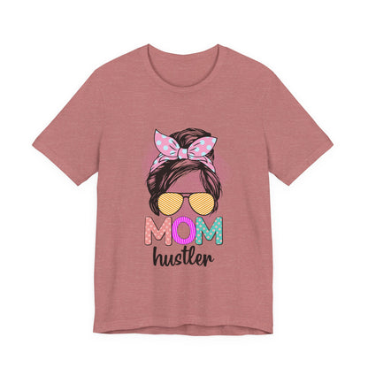 Mom Hustler Graphic Tee, Trendy Shirt for Moms, Mother's Day Gift, Motivational Tee, Casual Wear Heather Mauve