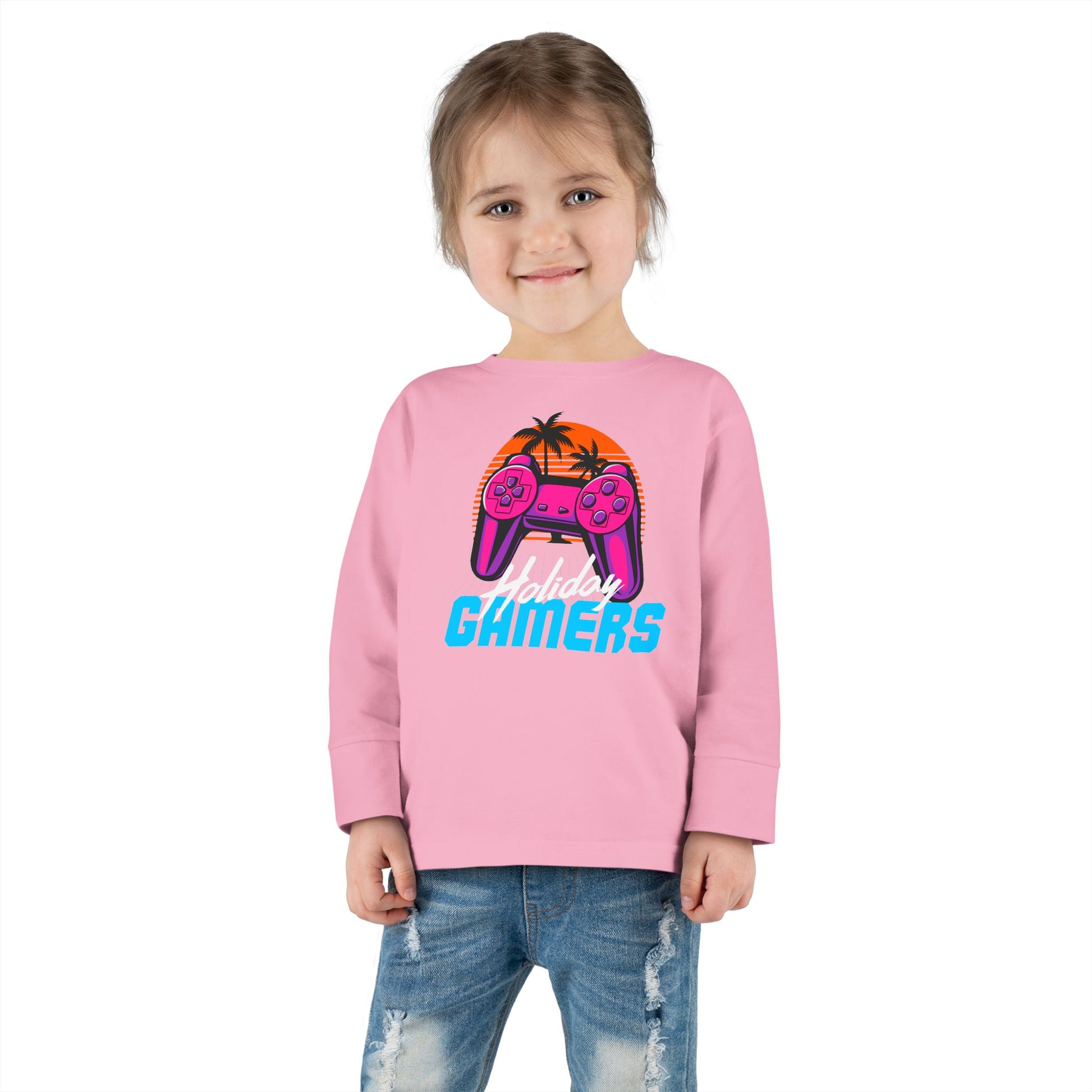 Holiday Gamers Toddler Long Sleeve Tee, Kids Gaming Shirt, Playful Toddler Apparel, Gift for Gamers, Fun Children's Top