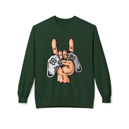 Gamer Fleece Crewneck Sweatshirt, Unisex Sweatshirt for Gamers, Gaming Apparel, Perfect Gift for Birthdays, Geek Culture, Casual Wear Forest Green