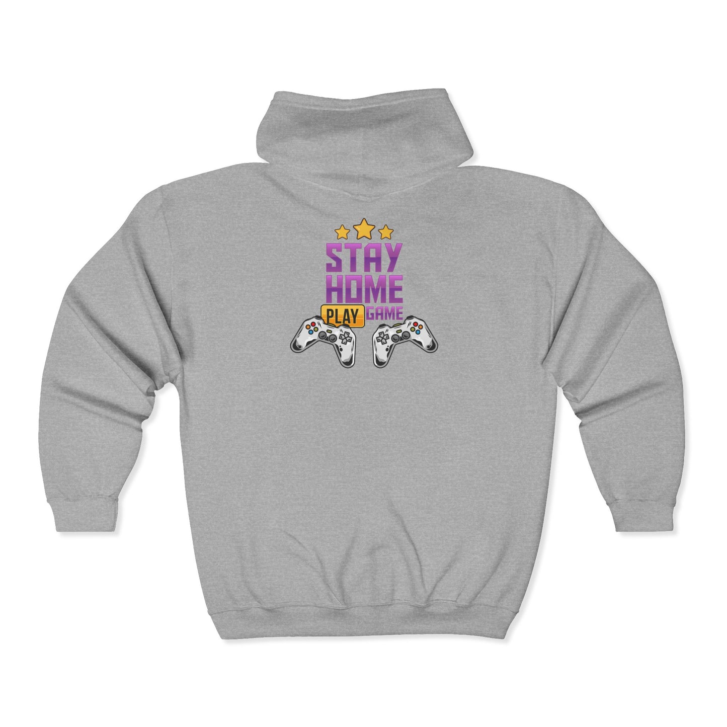 Gaming Zip-Up Hoodie, Stay Home Play Sweatshirt, Cozy Gamer Gift, Video Game Lover Apparel, Perfect for Gaming Nights, Comfortable