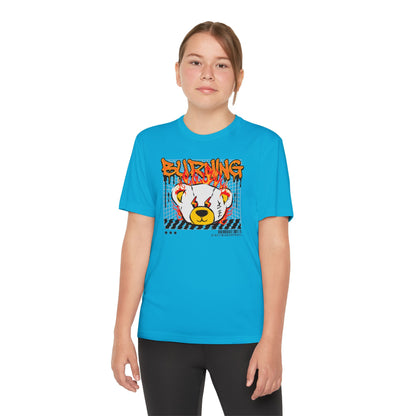 Burning Bear Youth Competitor Tee, Graphic T-Shirt, Trendy Kids Apparel, Streetwear, Cool Gift for Boys and Girls