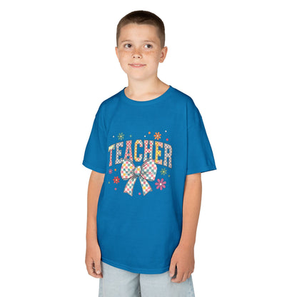 Teacher Kids Tee with Colorful Bow Design, Perfect for Back to School, Teacher Appreciation, Birthday Gift, Fun Classroom Wear