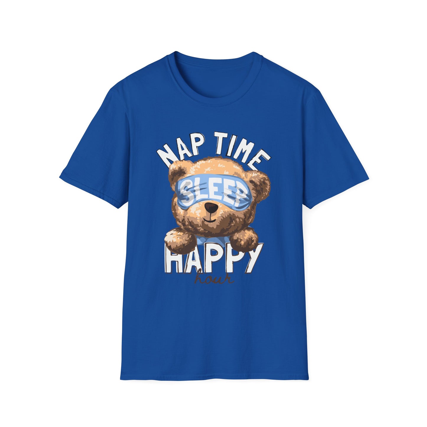 Nap Time Happy Bear Unisex T-Shirt, Sleep Shirt, Cute Graphic Tee, Cozy Relaxed Wear, Gift for Nappers, Funny Pajama T-Shirt Royal
