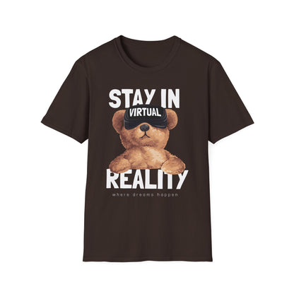 Virtual Reality Bear T-Shirt, Cute Graphic Tee, Funny Gift for Gamers, Trendy Apparel, Birthday Gift, Casual Wear Dark Chocolate