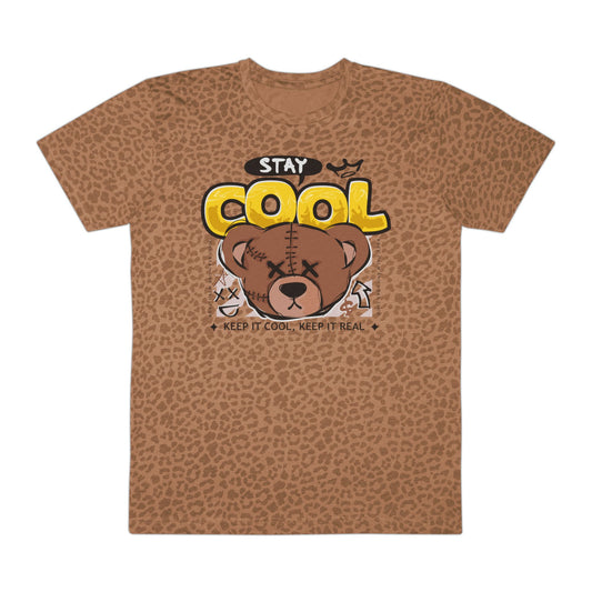 Stay Cool Bear Tee with Leopard Print, Casual Men’s Shirt, Unique Graphic T-Shirt, Summer Fashion, Gift Idea for Him Brown Leopard