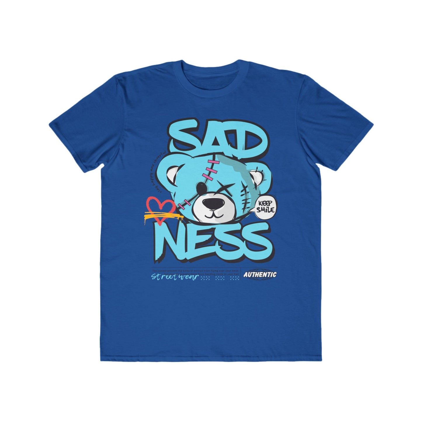 Sadness Bear Urban Wear For Men, Casual Wear, Unisex Fashion T-Shirt, Streetwear, Gift for Men, Trendy Everyday Shirt Royal Blue