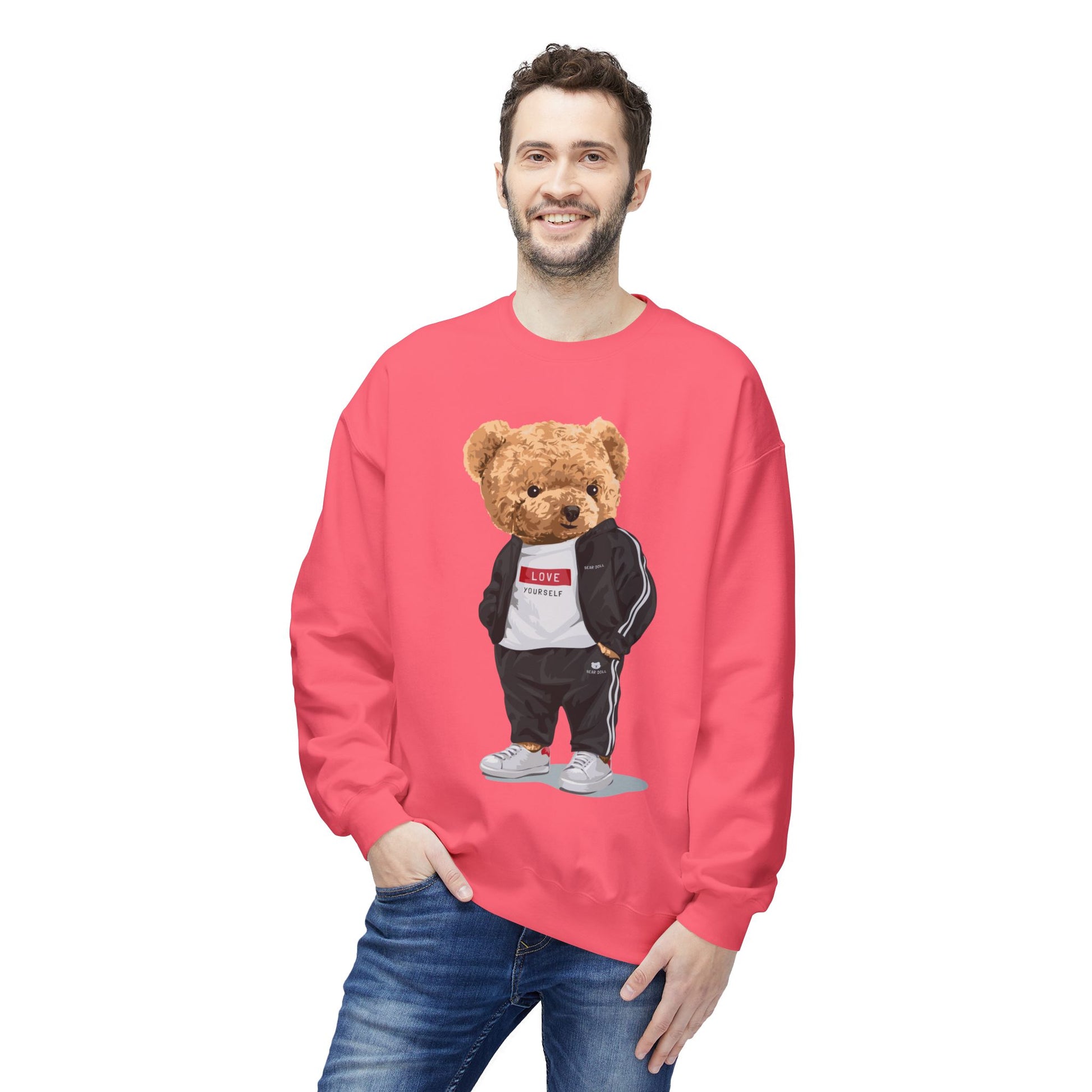 Teddy Bear Sweatshirt - Perfect for Teens, Gifts, Casual Wear, Winter Essentials, Cute Graphic Apparel