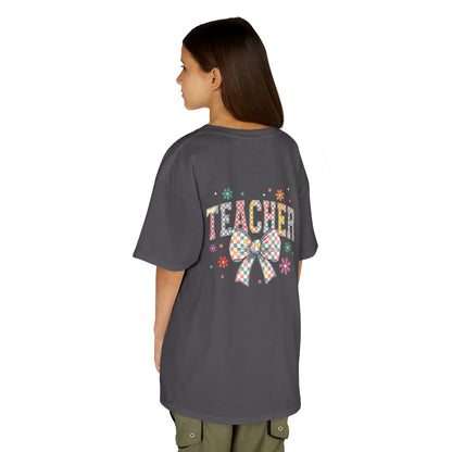 Teacher Kids Tee with Colorful Bow Design, Perfect for Back to School, Teacher Appreciation, Birthday Gift, Fun Classroom Wear