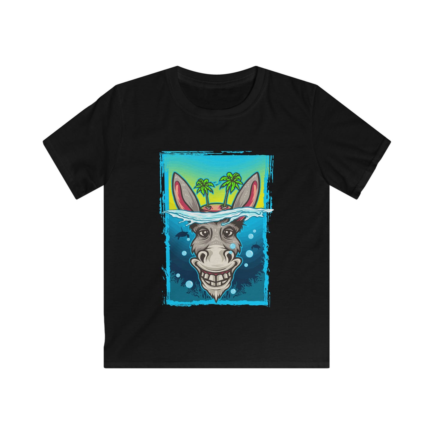 Whimsical Donkey Kids Tee, Fun Children's T-Shirt, Adventure Apparel, Creative Gift, Summer Vibe Tee Black