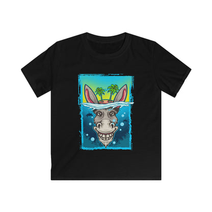 Whimsical Donkey Kids Tee, Fun Children's T-Shirt, Adventure Apparel, Creative Gift, Summer Vibe Tee Black