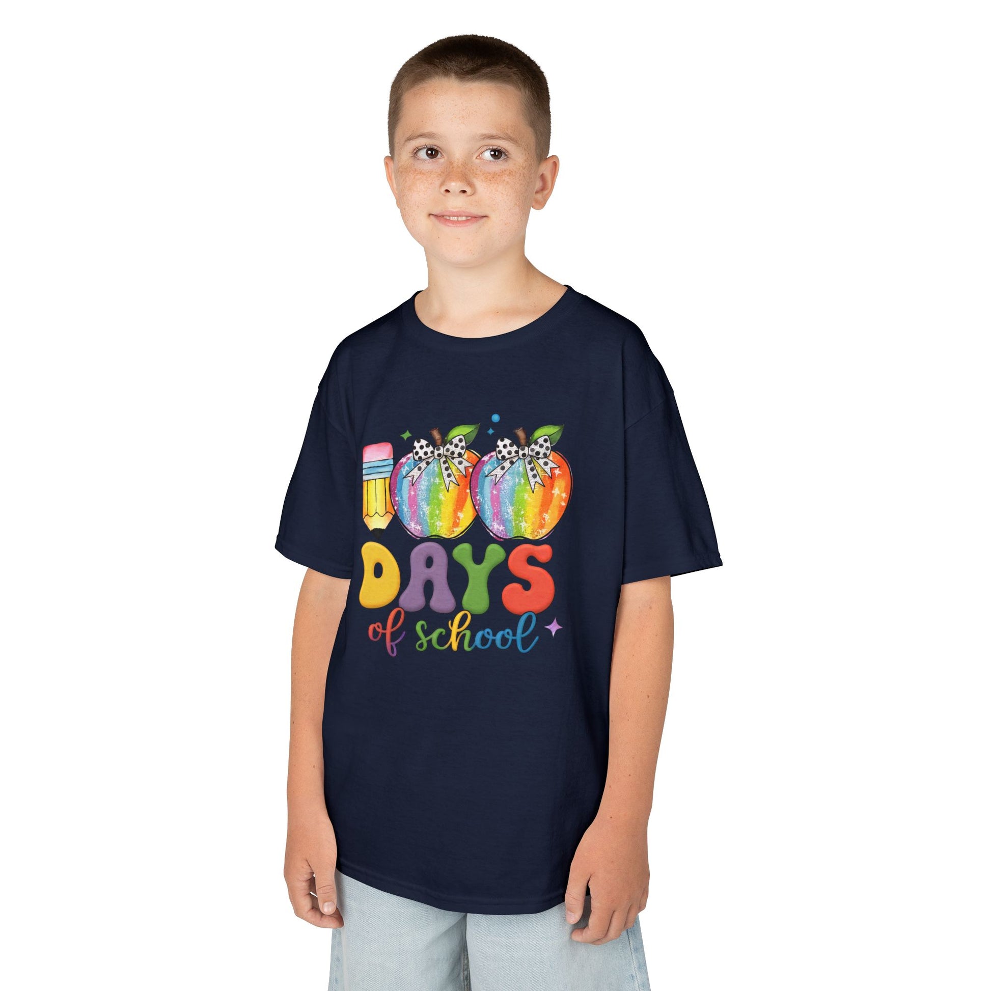 Colorful 100 Days of School Kids Tee, Fun T-Shirt, Back to School, Teacher Gift, Rainbow Design, Kid's Clothing