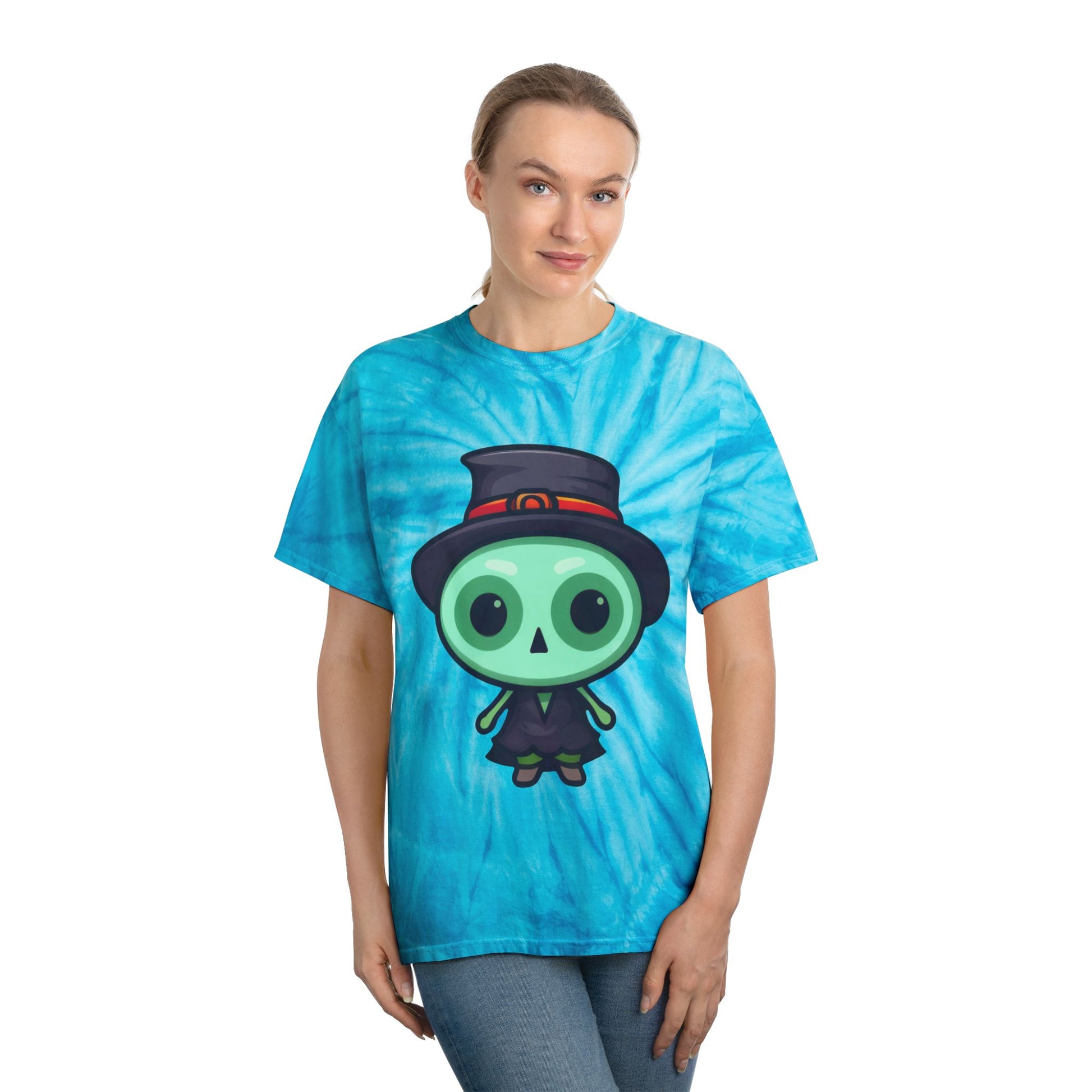 Whimsical Tie-Dye Tee with Fun Character, Perfect for Halloween, Summer Festivals, Great Gift Idea, Casual Wear, Trendy Graphic Shirt - Cozy Kawaii LLC