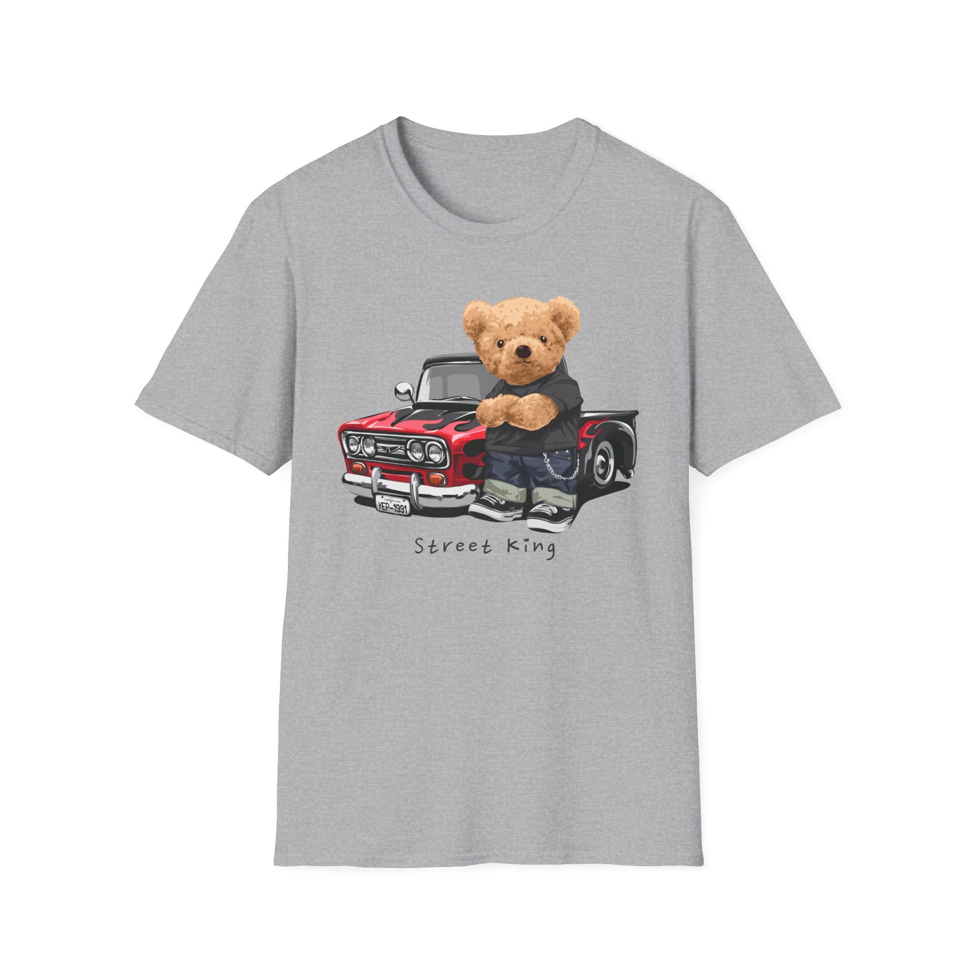 Street King Bear Unisex T-Shirt - Fun Vintage Style Tee, Casual Wear, Gift for Kids & Teens, Birthday Present, Streetwear Outfit