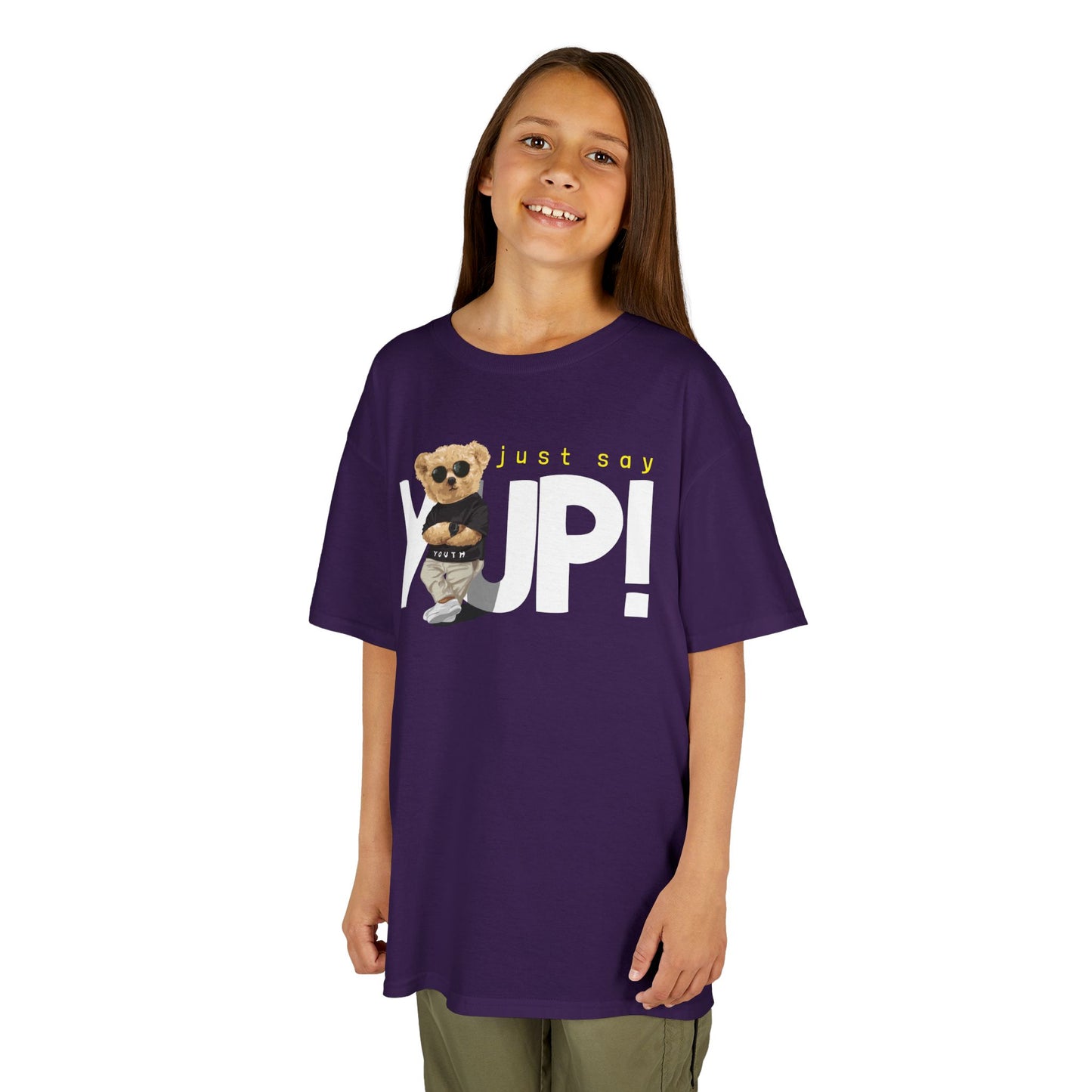 Kids Bear Graphic Tee, Just Say Yup! T-Shirt, Cute Children's Shirt, Perfect Gift for Kids, Fun Playwear, Birthday Gift