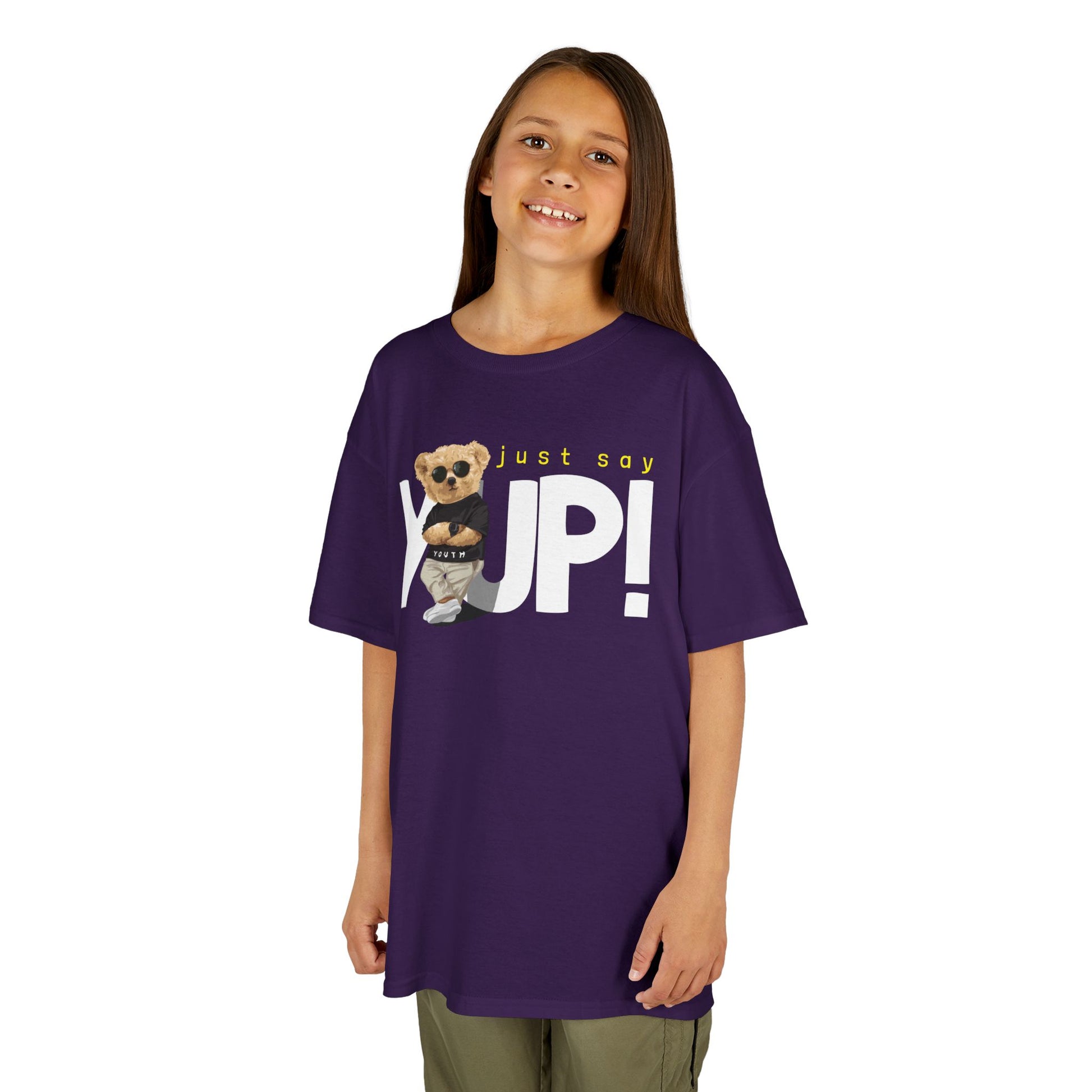 Kids Bear Graphic Tee, Just Say Yup! T-Shirt, Cute Children's Shirt, Perfect Gift for Kids, Fun Playwear, Birthday Gift