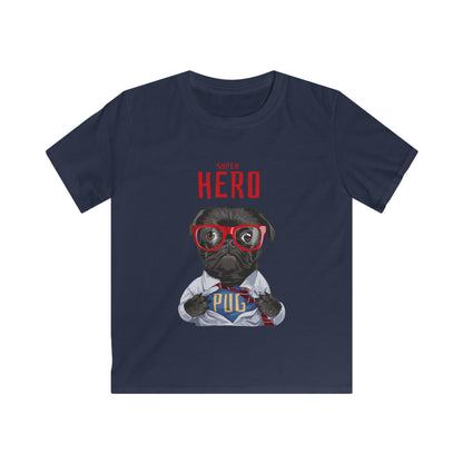 Superhero Pug Kids Tee, Cute Pet T-Shirt, Funny Dog Shirt, Gift for Dog Lovers, Birthday Outfit for Kids Navy