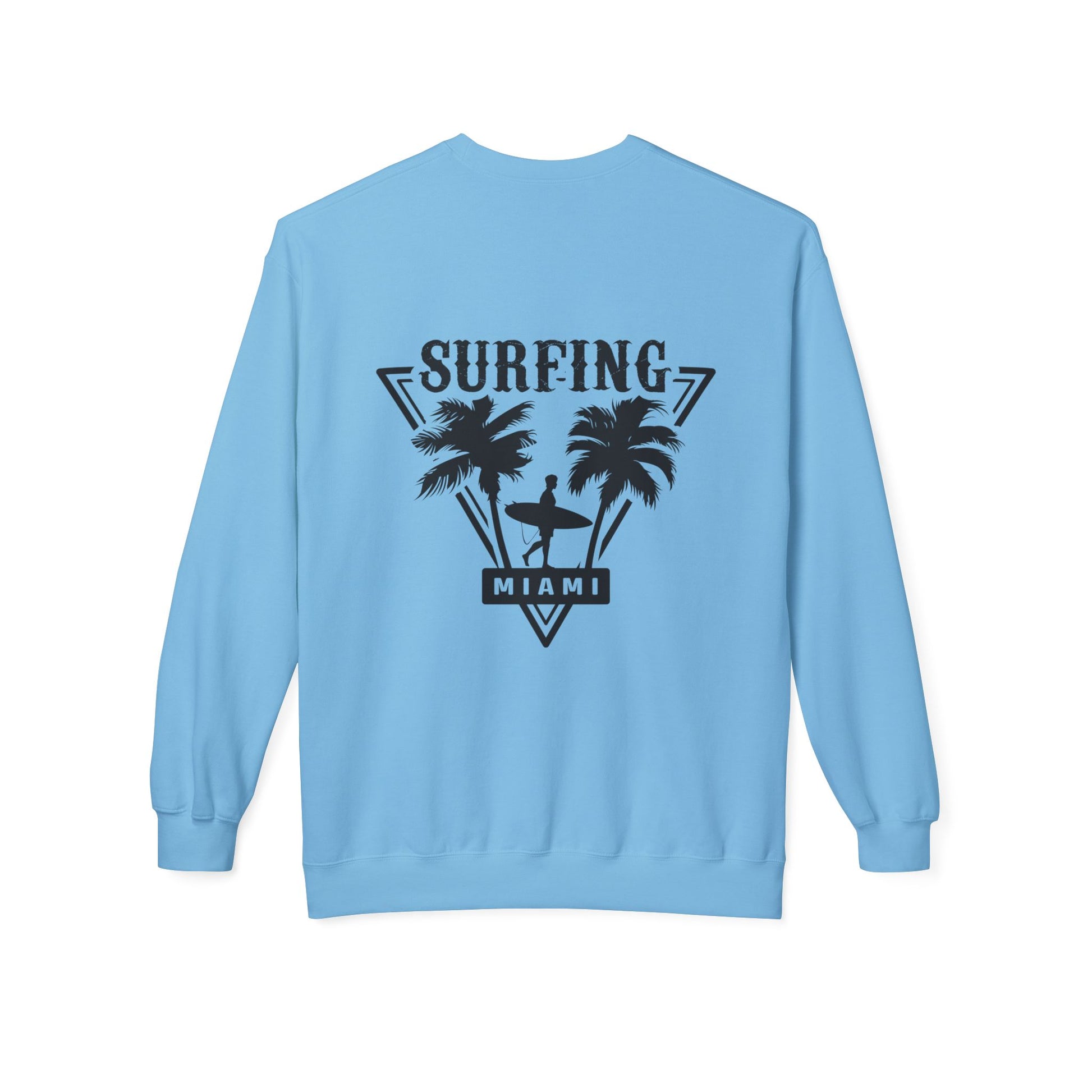 Miami Surfing Sweatshirt, Unisex Sweatshirt, Beach Lover Gift, Casual Layering Piece, Summer Vibes Apparel, Surfing Lifestyle Clothing