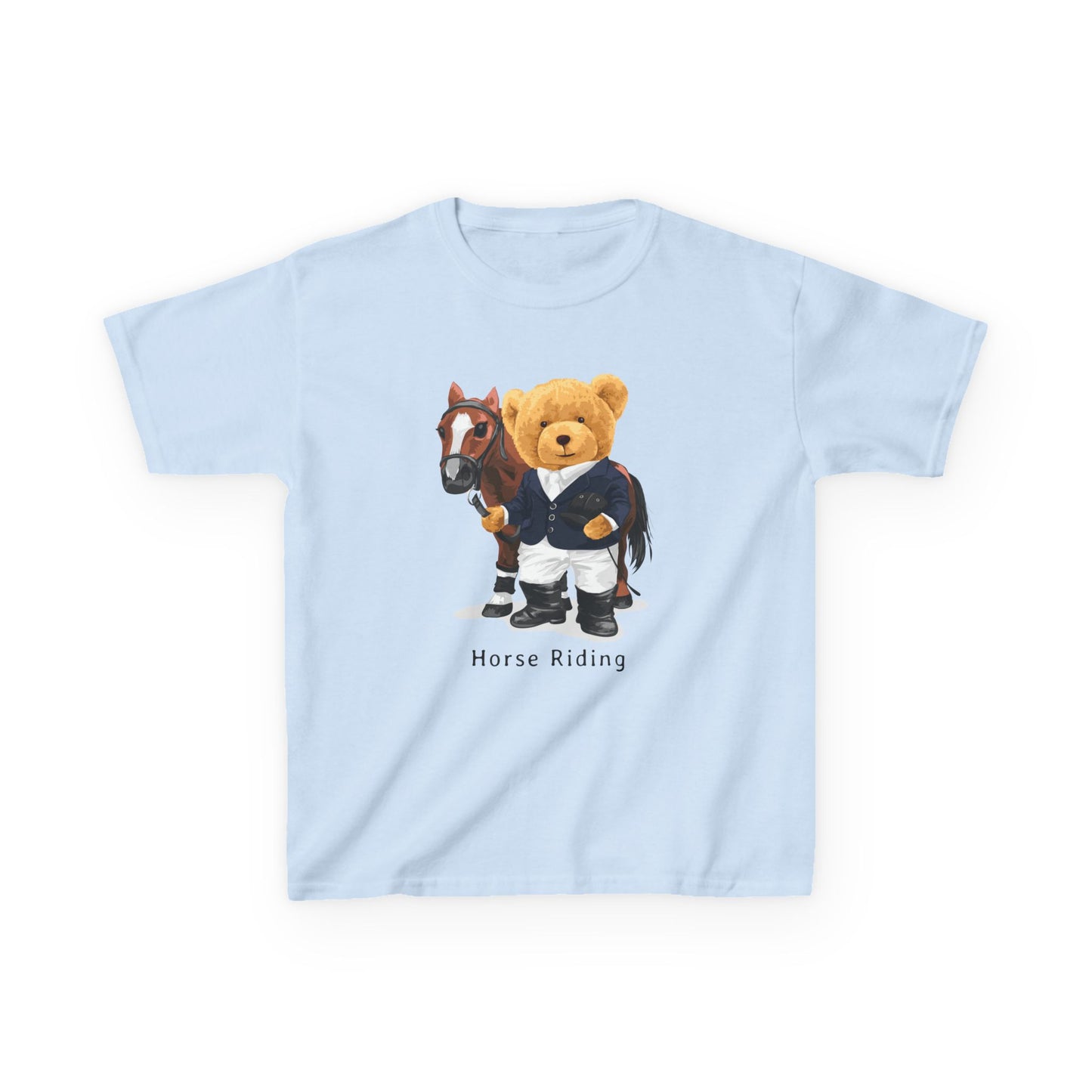 Kids Horse Riding Tee - Fun, Comfortable Cotton Shirt for Equestrian Lovers, Ideal for Birthdays, Gifts, Everyday Wear, Kids Apparel Light Blue
