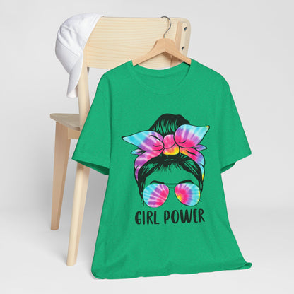 Girl Power Tie-Dye Tee, Unisex Short Sleeve Shirt, Feminist Apparel, Gift for Her, Casual Everyday Wear, Birthday Present