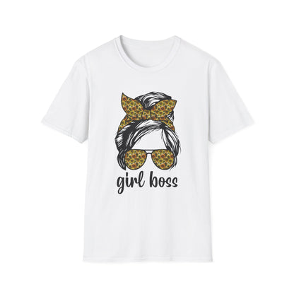 Girl Boss T-Shirt, Unisex Softstyle Tee, Empowering Apparel, Gift for Her, Motivational Shirt, Casual Outfit White