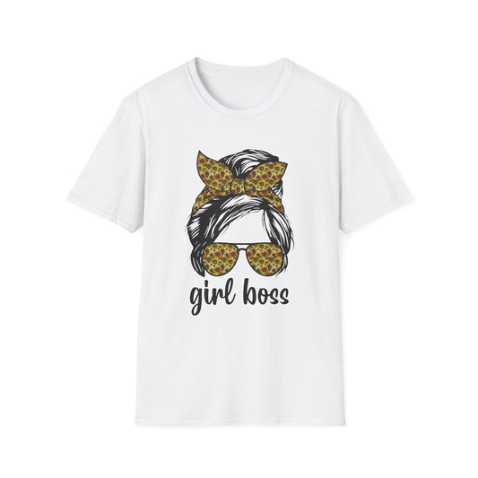 Girl Boss T-Shirt, Unisex Softstyle Tee, Empowering Apparel, Gift for Her, Motivational Shirt, Casual Outfit White